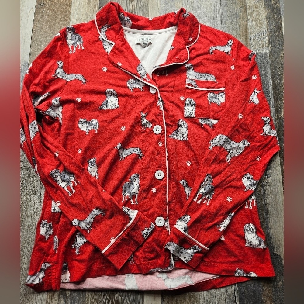 PJ Salvage Women's Pajama Set Women's Medium Red with dogs - Picture 5 of 9